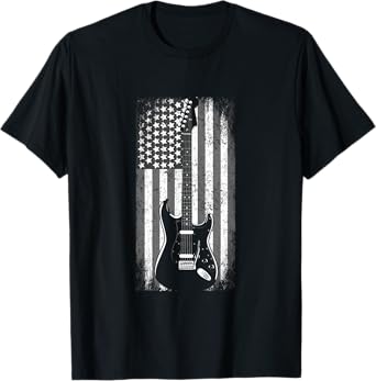 Vintage Rock and Roll Shirt USA American Flag Guitar T-Shirt