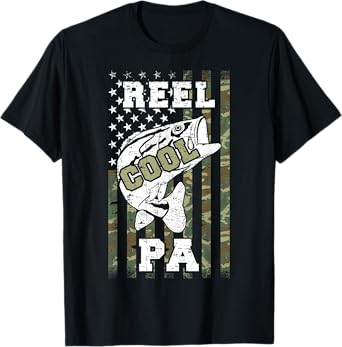 Reel cool pa Fisherman Camouflage American Flag Fishing T-Shirt