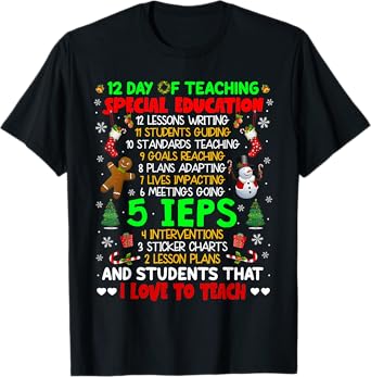 12 Days Of Teaching Special Education IEPS SPED Teacher Xmas Men Women Kids T-Shirt