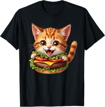 Funny Fast Food Cat Burger Lover Cute Cats Cheeseburger Men Women Kids T-Shirt
