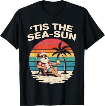 Santa Hawaiian Beach Outfit Summer Christmas in July T-Shirt