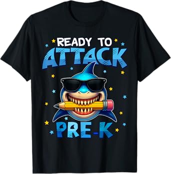 Ready To Attack PreK Pre-K Shark First Day Of School Boys T-Shirt