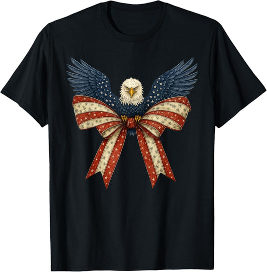 Patriotic Eagle With American Flag Bow T-shirt