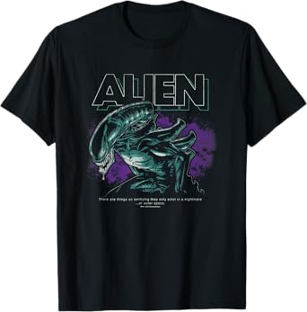 Aliens Iconic Xenomorph Nebula Distressed Big Chest Poster T-Shirt