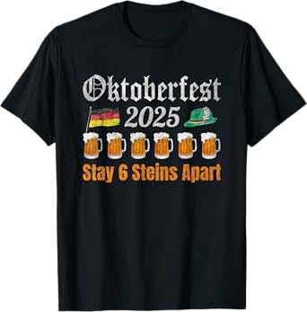 Oktoberfest 2025 6 Stein Apart Beer October Funny Drinking T-Shirt
