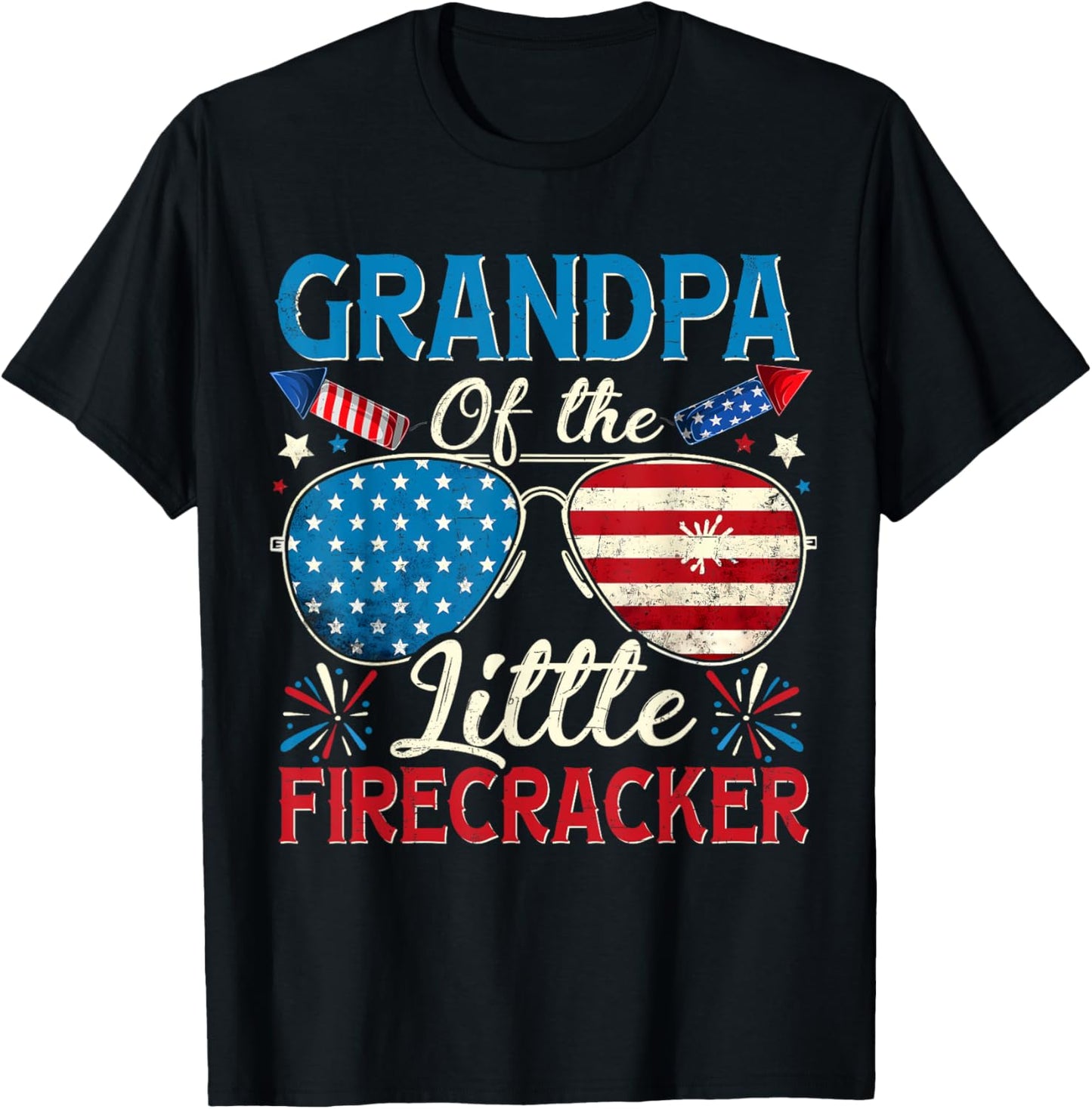 Grandpa Of The Little Firecracker 4th Of July Birthday Party T-shirt
