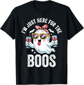I’m Just Here for The Boos Funny Ghost Beer Funny Halloween T-Shirt