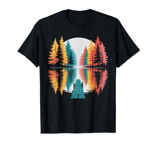 Nature Trees Reflection Outdoor Wildlife Forest Adventure T-Shirt