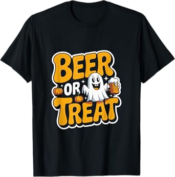Beer or Treat Ghost Funny Halloween Beer Lover T-Shirt