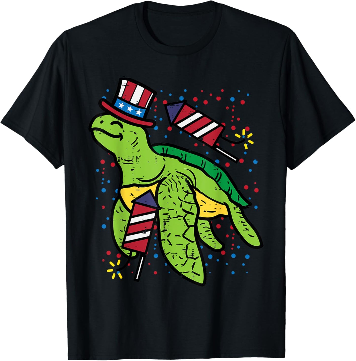 4th Of July Sea Turtle American Flag America Men Women Kids T-Shirt