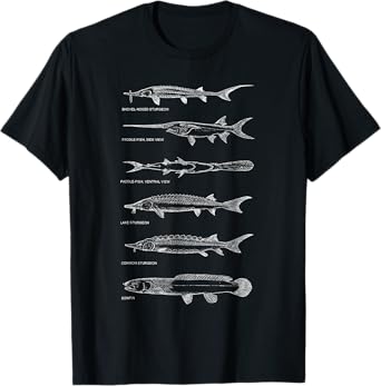 Sturgeons Paddle Fish Bowfin Fish Chart Best Fisherman Gift T-Shirt