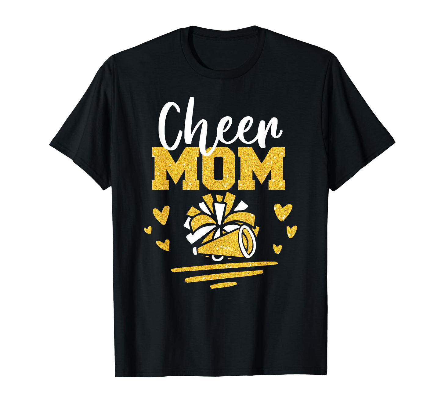 Cheer Mom Shirt Gold Pom Pom Megaphone Cheerleader T-Shirt