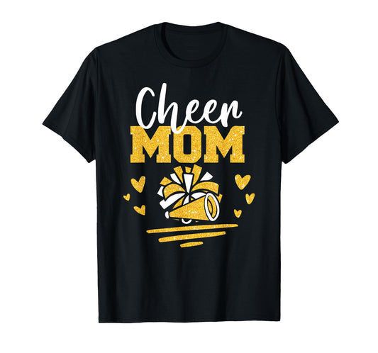 Cheer Mom Shirt Gold Pom Pom Megaphone Cheerleader T-Shirt