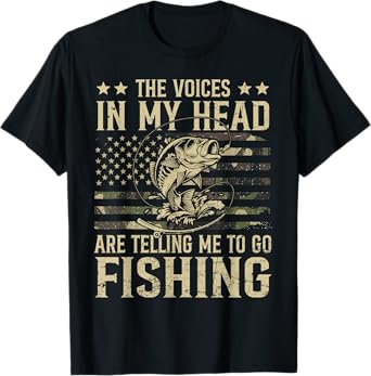 Voices In My Head Are Telling Me To Go Fishing Camouflage T-Shirt