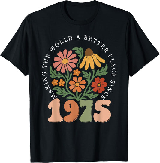 50 Years Old Vintage 1975 50th Birthday Tee Wildflower Women T-Shirt