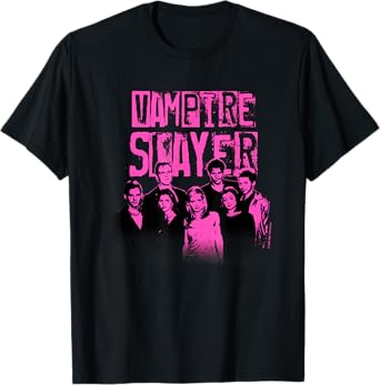Buffy The Vampire Slayer Main Characters Faded Group Logo T-Shirt