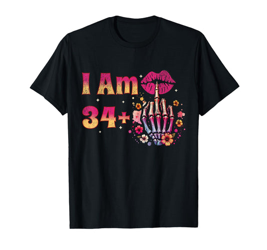 35th Birthday I Am 34 Plus 1 Middle Finger Vintage 34+1 T-Shirt