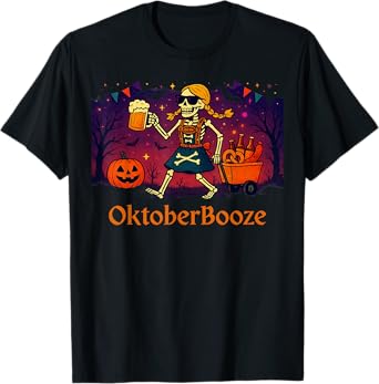 OktoberBooze Halloween Skeleton Beer Funny Oktoberfest T-Shirt
