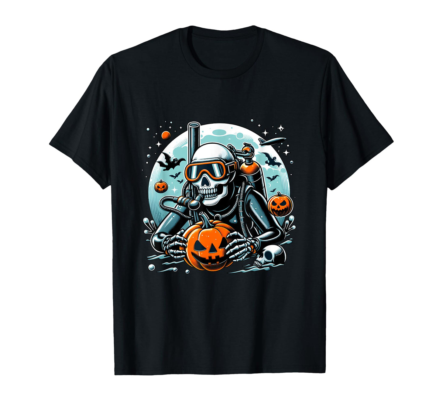 Dive Skeleton Scuba Diving Player Halloween Diver Ocean Life T-Shirt