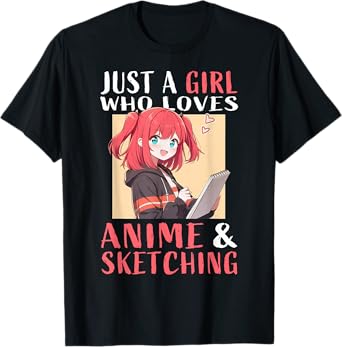 Anime And Sketching For Girls Teens Manga Kawaii Japan T-Shirt