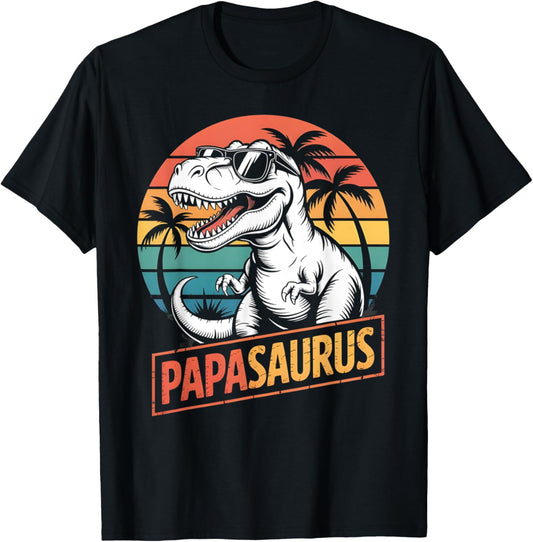 Papasaurus T Rex Dinosaur Papa Saurus Fathers Day Vintage T-Shirt