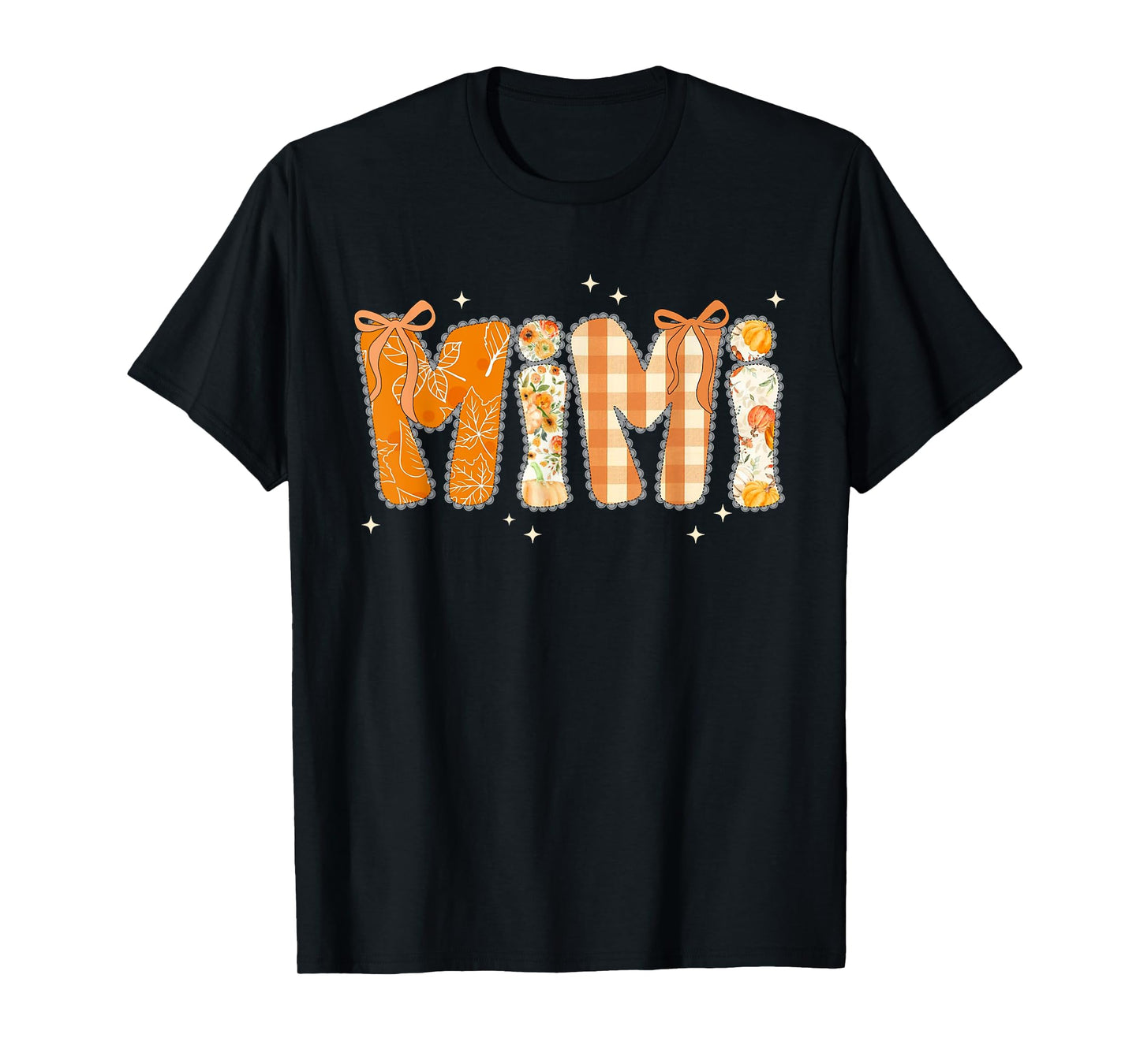 Floral Fall Thanksgiving Mimi Coquette Bow Pumpkin Grandma T-Shirt