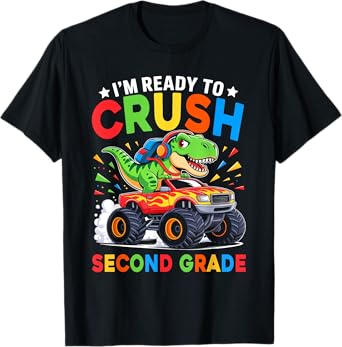 I'm Ready To Crush Second Grade Dinosaur Monster Truck Boys T-Shirt