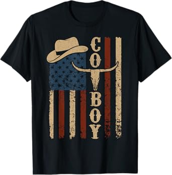 Western Country Men Teen Boy Kid Rodeo Southern Retro Cowboy T-Shirt