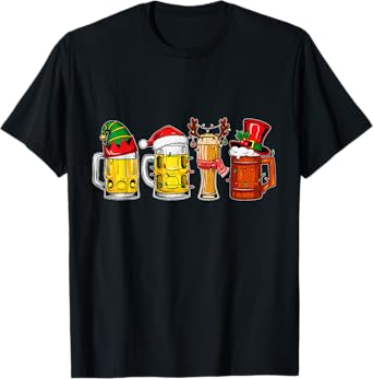 Funny Drinking Christmas Santa Beer Christmas Lights T-Shirt