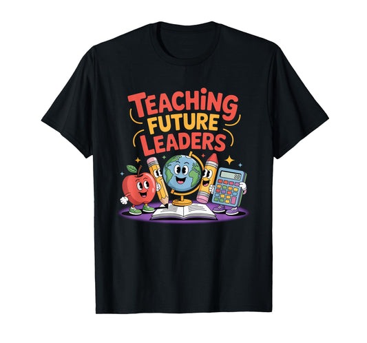 Retro Groovy Teacher Teaching Future Leaders Back To School T-Shirt