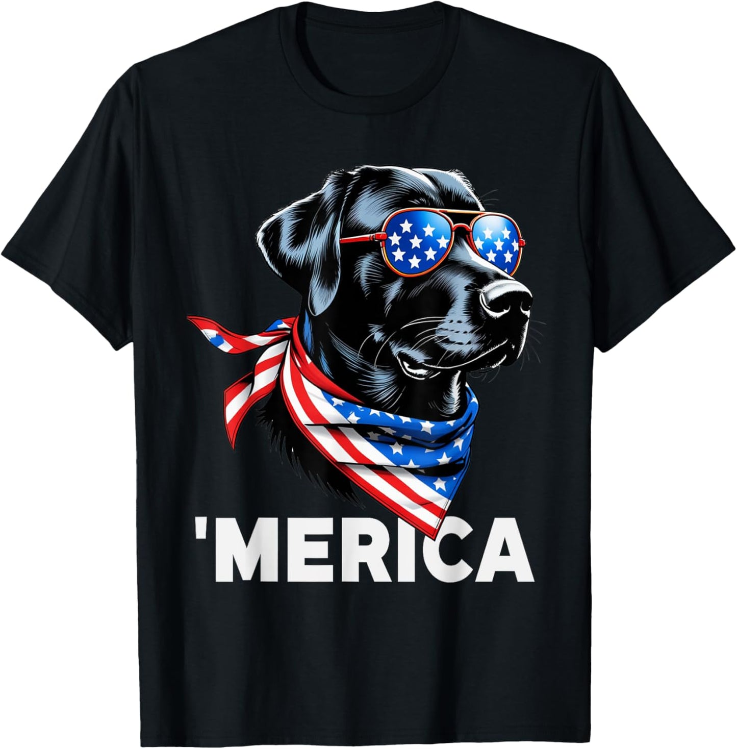 Patriotic Labrador Retriever Dog Merica 4th Of July USA Flag T-Shirt