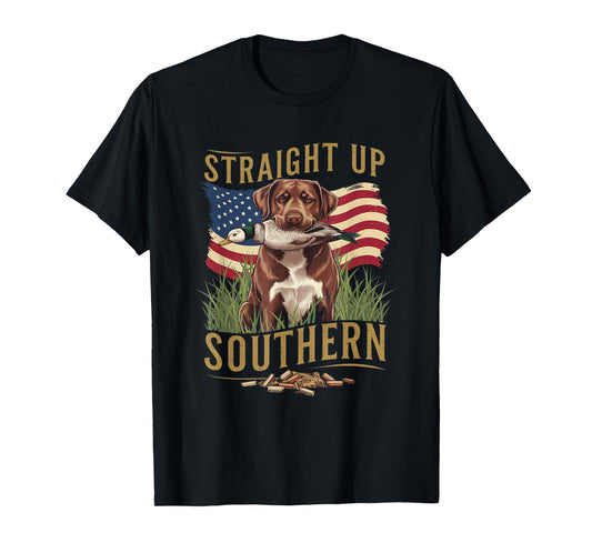 Straight Up Southern Hunting Dog and Duck Design Men Women T-Shirt