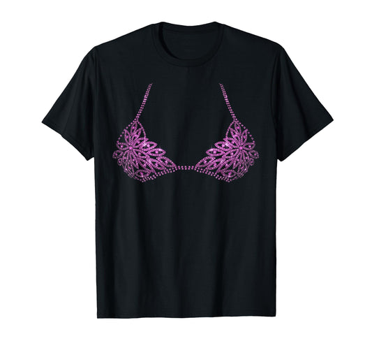 Halloween Pink Bra Design Costume Show Girls Women Team T-Shirt