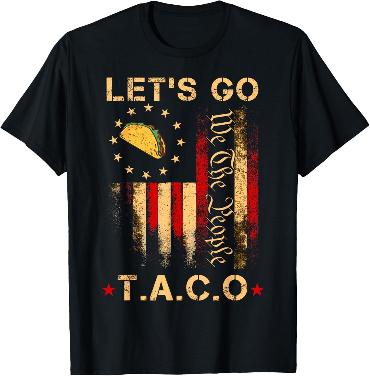 Let's Go Taco Funny 2025 USA Flag T-Shirt