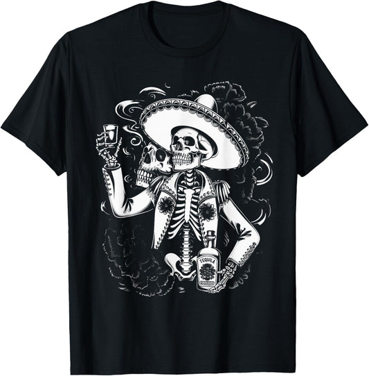 Mexico Vintage Skeleton Tequila Dia De Los Muertos Mexican T-Shirt