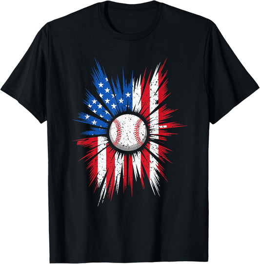 Baseball 4th Of July Patriotic Kids Usa American Flag Boys T-shirt