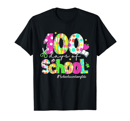 100 Days Of School Brushstroke School Secretary Life T-Shirt
