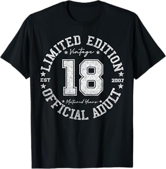 Official Adult 18 Year Old Gifts Vintage 2007 18th Birthday T-Shirt
