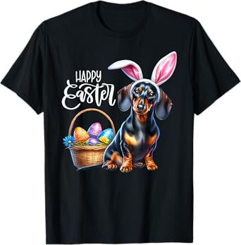 Bunny Ear Dachshund Dog Easter Eggs Happy Easter Dog Mom Men Women T-Shirt