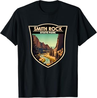 Smith Rock State Park Oregon Art Badge Vintage T-Shirt
