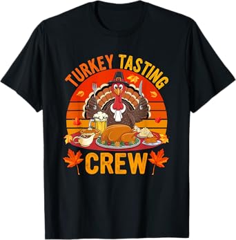 Vintage Retro Turkey Tasting Crew Thanksgiving Dinner Beer T-Shirt