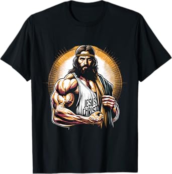 Muscular Jesus Christ - Funny Weightlifting Jesus Gym Sports T-Shirt