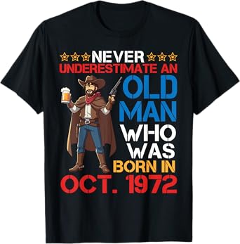Never Underestimate an Old Man Who was Born in October 1972 T-Shirt