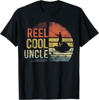 Reel Cool Uncle Fishing Gifts Uncle Birthday Vintage T-Shirt