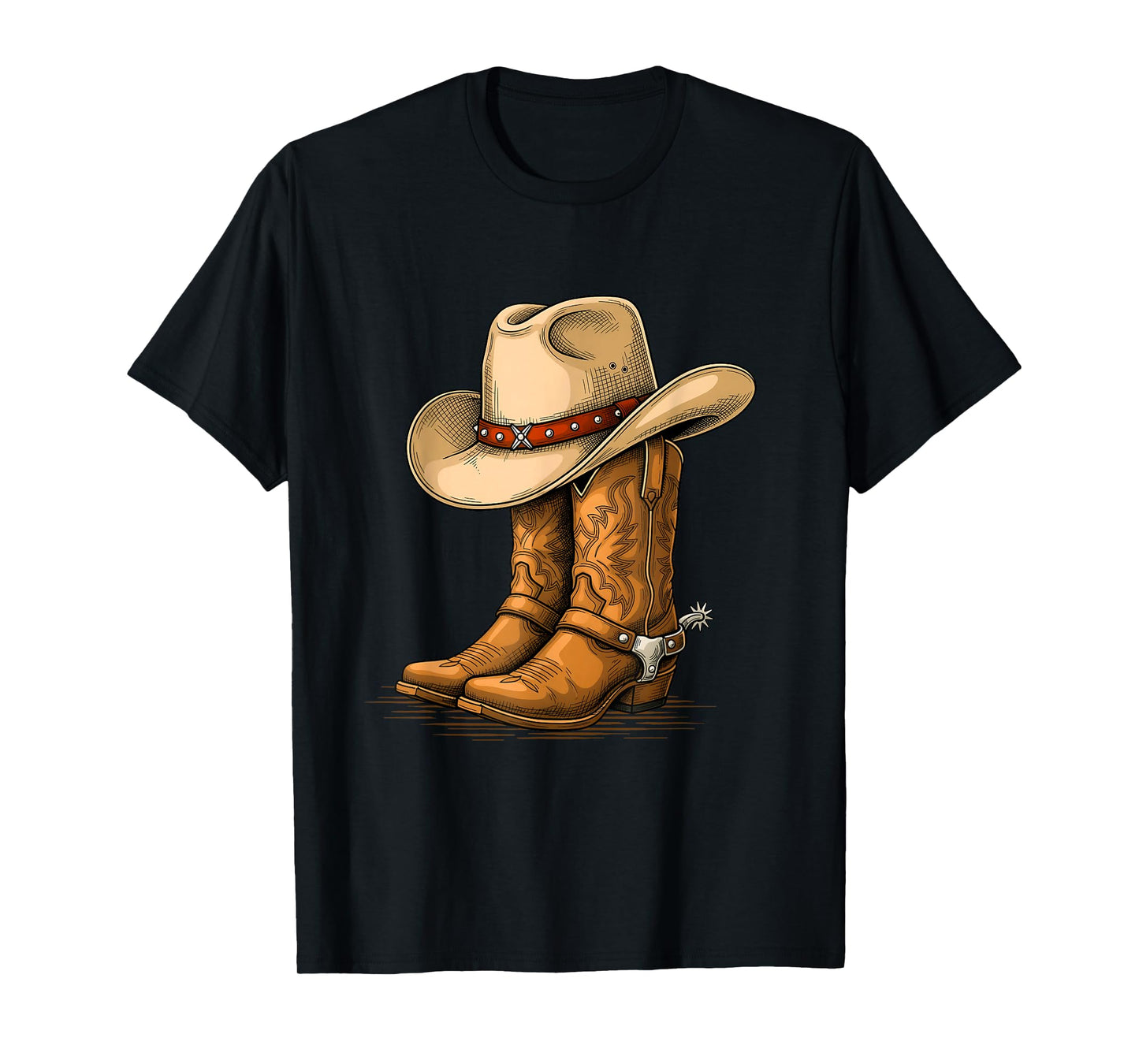 Cowboy Hat & Boots - Country Western Cowpoke Rancher T-Shirt