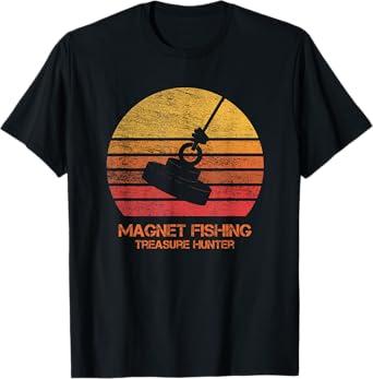 Vintage Retro Sunset Magnet Fishing T-Shirt