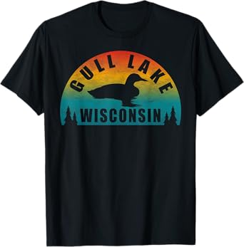 Gull Lake Northern Wisconsin Sunset Loon T-Shirt