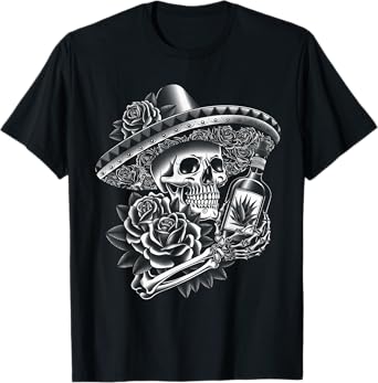 Mexico Vintage Skeleton Tequila Dia De Los Muertos Mexican T-Shirt