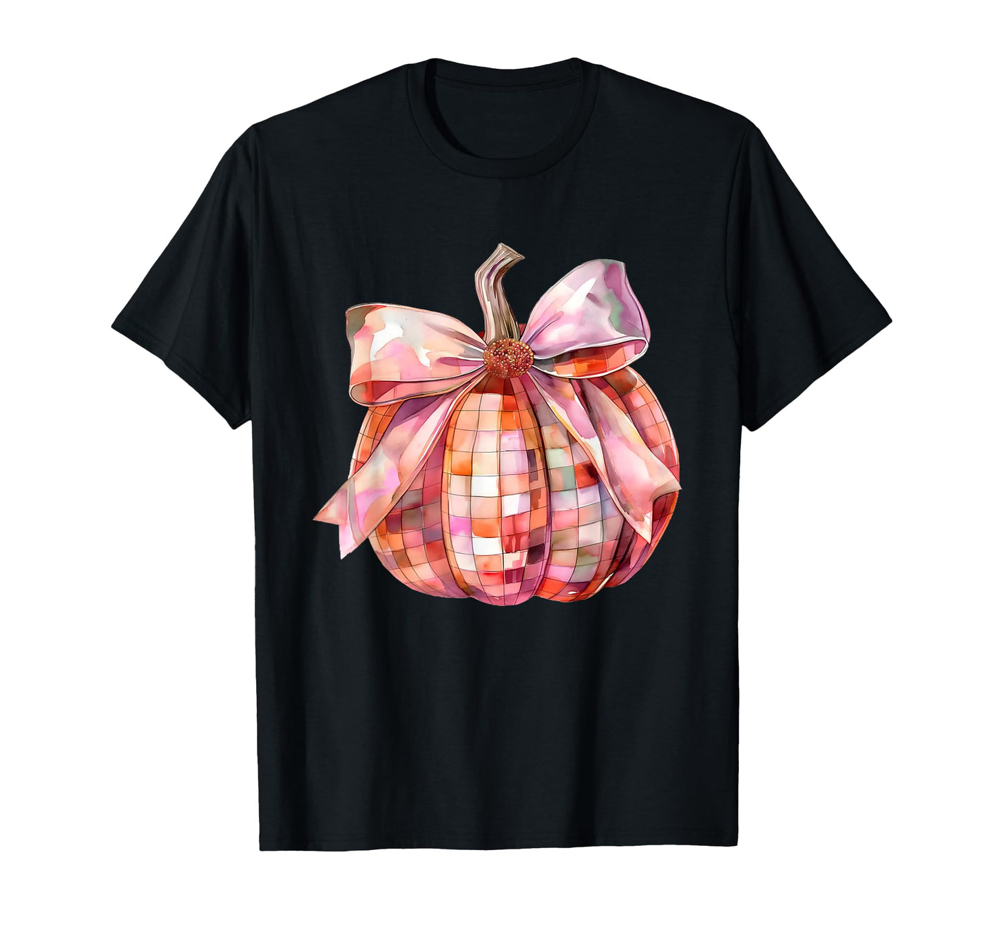 Fall Autumn Pink and Orange Disco Ball Pumpkin Halloween T-Shirt
