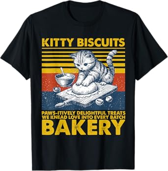 Funny Baker Tee Kitty Biscuits Bakery Cat Baking Cat Meme Men Women Kids T-Shirt
